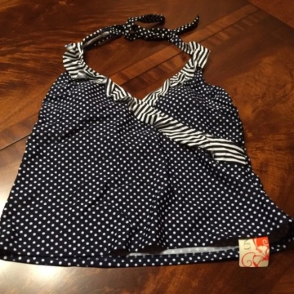 Very Stylish Polka Dot Bikini top, Halter style (Cami) - 12, NWT